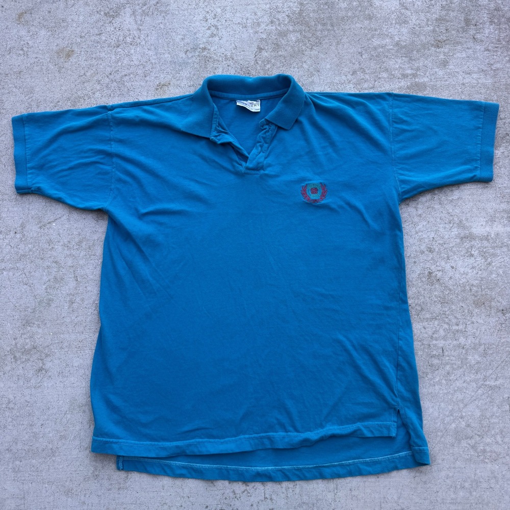 Vintage Givenchy Sport Mens Polo Shirt Blue Embroidered Crest Logo Size M